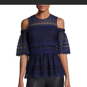 Parker Blue David Cold-shoulder Peplum Top